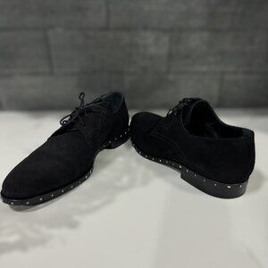 JIMMY CHOO Mens Axel Black Suede Studded Oxfords Size EU 44/ US 11